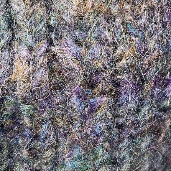 VTG Handmade Multicolored Wool Knit Collared Puffed Sleeve Cardigan Sweater. - Picture 7 of 8